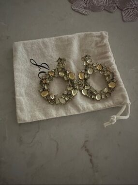 J. Crew Gold-Tone Crystal Hoop Earrings